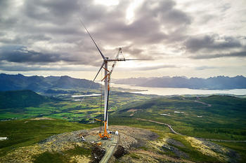 Montasje Ånstadblåheia vindpark. Foto: Torgeir Sørensen